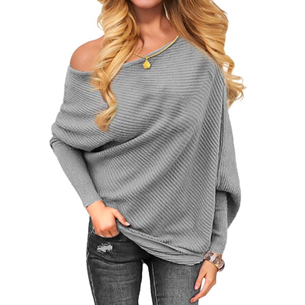 Gray Off Shoulder Sweater